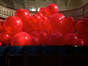 inflating the balloons in Preston Methodist Chapel